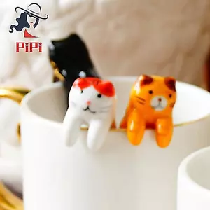 Mèo Treo Thìa Giá Đỡ Gốm Hoạt Hình Mèo Thìa Tiện Ích Nhà Bếp E