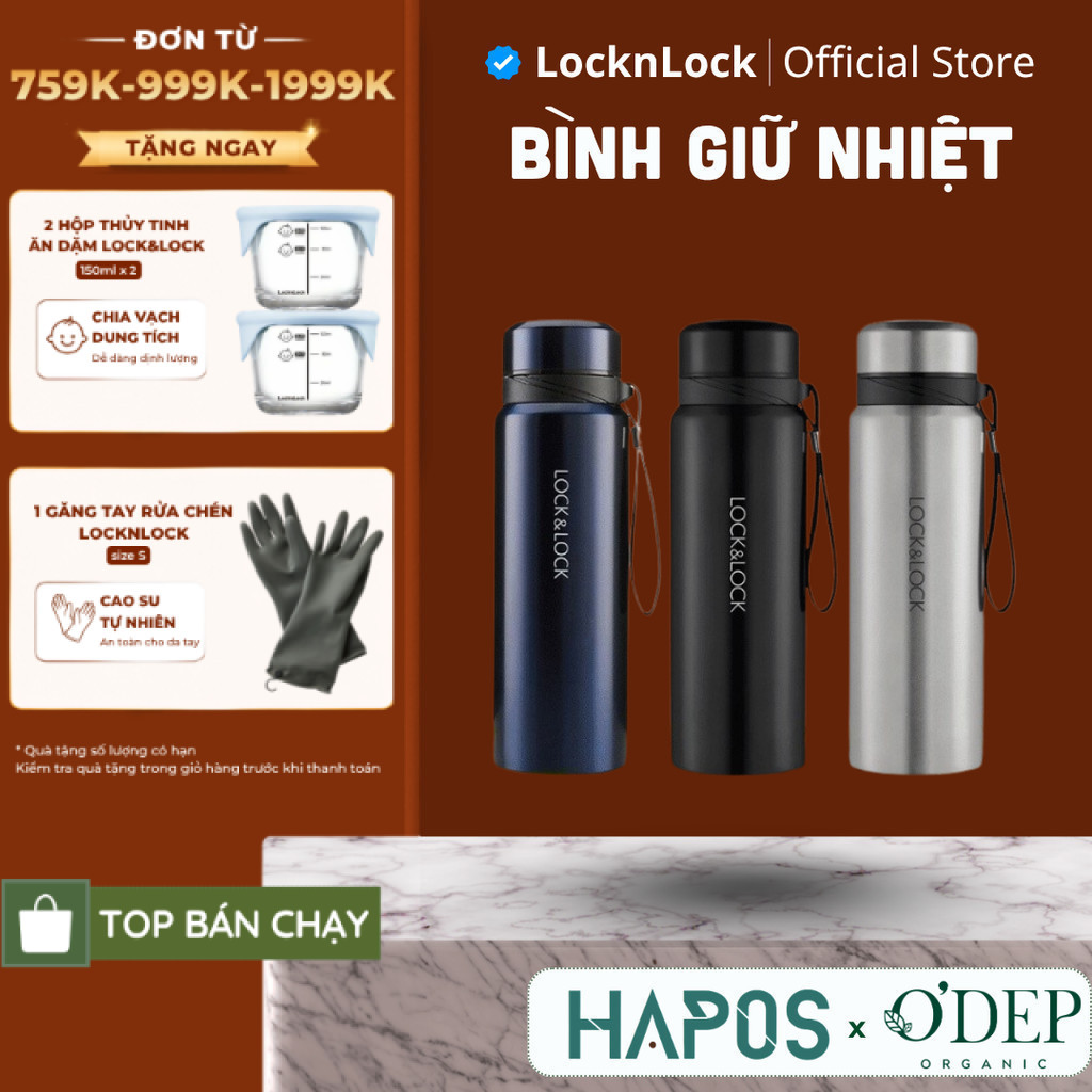 Bình giữ nhiệt LocknLock 800ml có lọc trà Chính hãng, giữ nhiệt lâu LHC6180 (3 màu) - HAPOS LOF