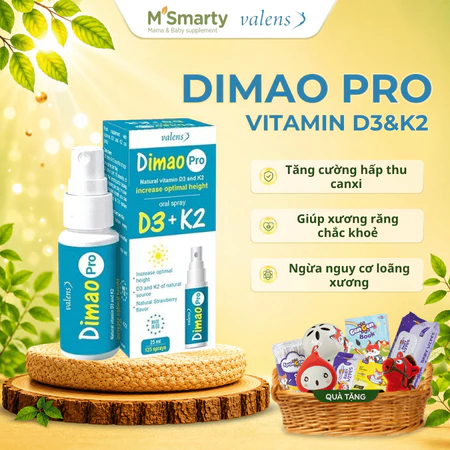 Dimao Pro Oral Spray D3 K2 - Bổ Sung Vitamin D3 K2 Dạng Xịt, Hỗ Trợ Trẻ Phát Triển Chiều Cao (Hộp 25ml)