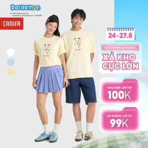 Áo phông tay lỡ unisex người lớn cổ tròn chất liệu Cotton USA thoáng mát in họa tiết CANIFA 5TS26S004
