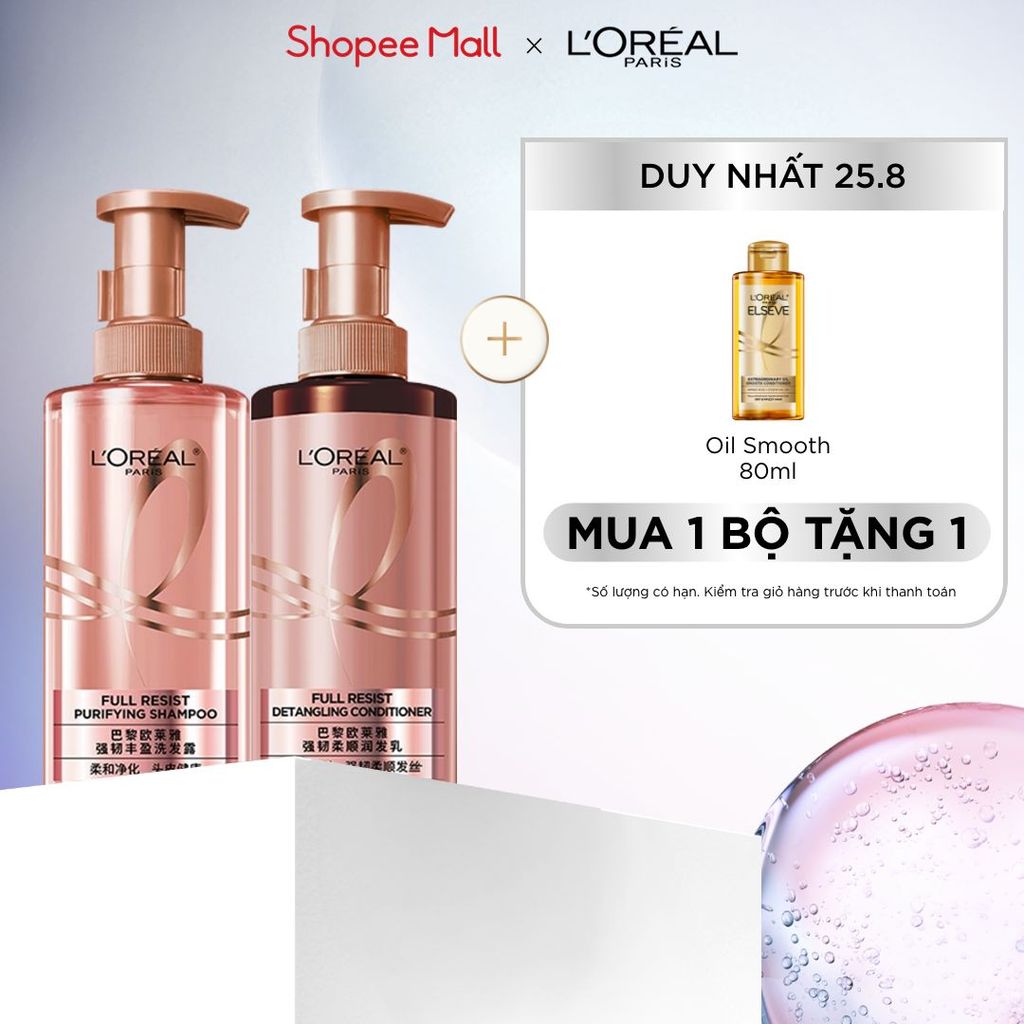 Bộ đôi dầu gội xả ngăn ngừa & giảm gãy rụng tóc, giúp tóc chắc khỏe hơn L’oreal Paris Elseve Full Resist 440ml
