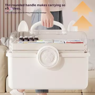 GJCUTE 1 Hộp Thuốc Gia Đình Dung Tích Lớn Hộp Bảo Quản Thuốc Phân Loại Nhiều Lớp Hộp Thuốc Di Động Sơ Cứu Y Tế WTD