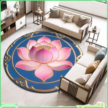 Thảm trải sàn họa tiết hoa sen chống trượt Thảm trải sàn hình hoa sen Thảm trải sàn tròn chống trượt Thảm trang trí cho văn phòng tại nhà Phòng ngủ Nhà bếp – Thanh lịch cho khu vực Đông Nam