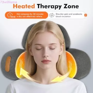 Gối mát xa cổ WILLISME, Massage rung nén nóng Đệm massage cổ tử cung, Massage cơ thể Nâng túi khí 3 trong 1 Gối cổ tử cung có thể điều chỉnh Sử dụng văn phòng