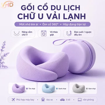 Gối Chữ U Gối Kê Cổ Gối Cổ Memory Foam Vải Lạnh Nâng Cằm Ôm Cổ Thoáng Khí Du Lịch Máy Bay Văn Phòng