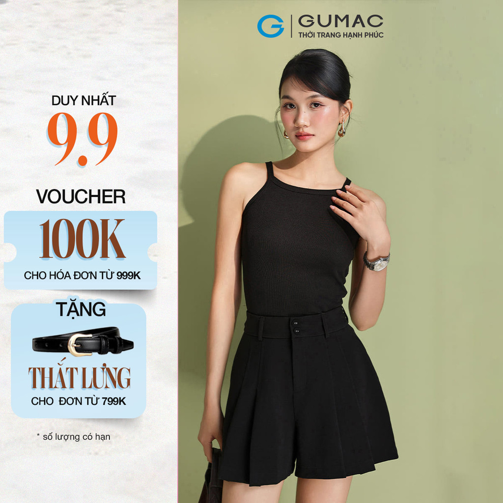 Áo Tanktop Nữ GUMAC Form Slim Cổ Tròn Chất Liệu Thun Gân Co Giãn Mềm Mịn ATF05029