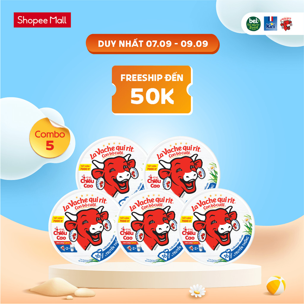 [LIVESTREAM] Combo 5 Phô mai Con Bò Cười – 16 miếng (224G) – La Vache qui rit