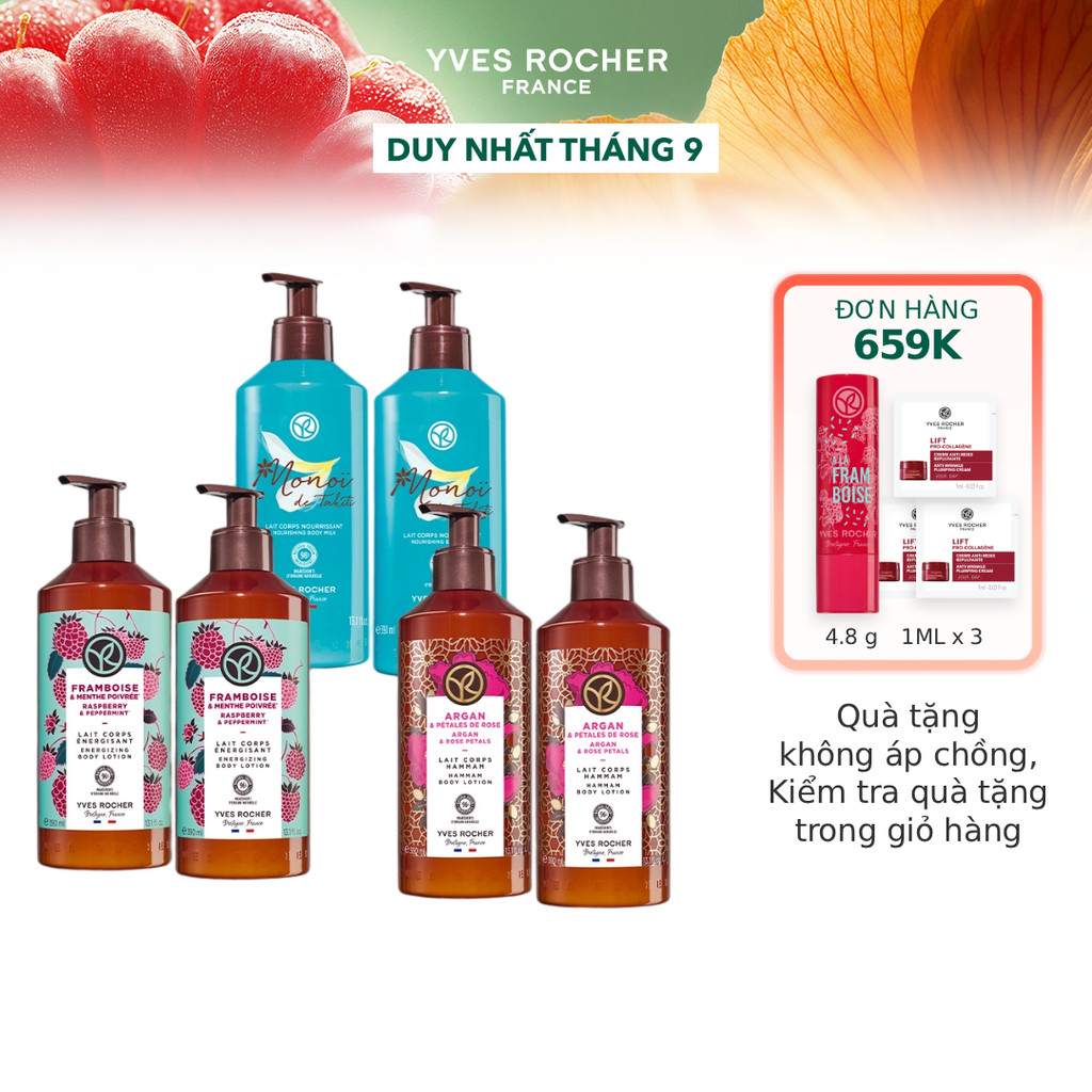Combo 2 sữa dưỡng thể thiên nhiên Yves Rocher Body Lotion 390mlx2 (cùng mùi)