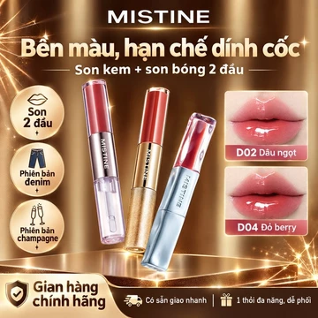 Mistine Private Lip Duo 3.0 Son 2 Đầu Lì Và Bóng Son Kem Bóng Son Tint Lâu Trôi Mềm Môi Che Rãnh Môi Màu Đẹp Tự Nhiên Tạo Môi Căng Bóng Chính Hãng 1.5g+1.5g