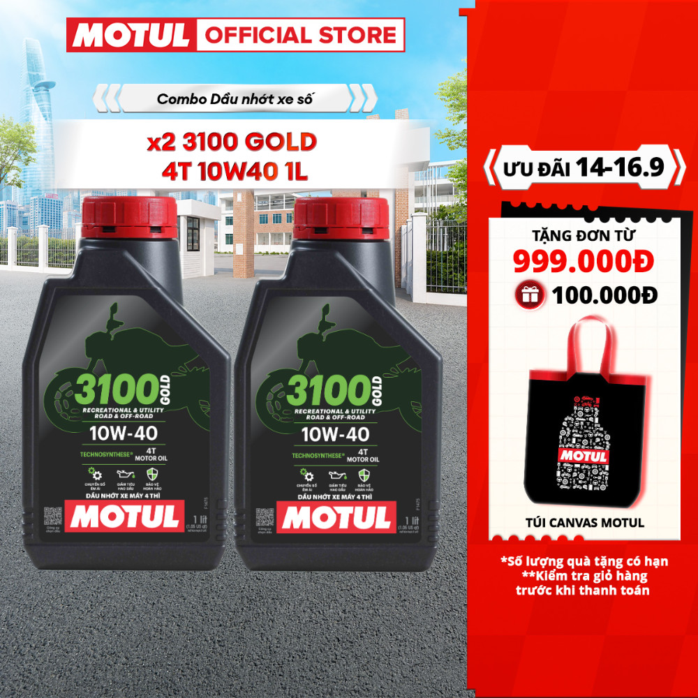Combo 2 Dầu nhớt xe Máy MOTUL 3100 GOLD 4T 10W40 1L