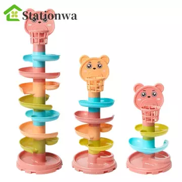 STATIONWA Ball Drop Roll Swirling Tower Trò chơi tắm cho bé Đồ chơi giáo dục sớm Đồ chơi xếp chồng Đồ chơi theo dõi cũ Bóng lăn Đồ chơi học tập Nhận thức Đồ chơi xếp hình cho bé