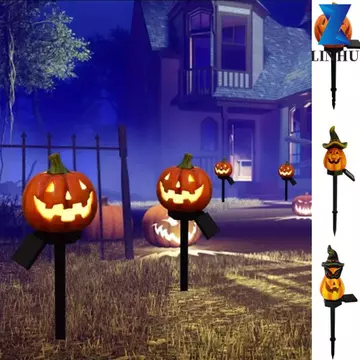 Đèn năng lượng mặt trời bằng nhựa bí ngô Halloween LINHU, Đèn năng lượng mặt trời màu cam Halloween Jack-o '- đèn lồng năng lượng mặt trời, Đèn bí ngô Halloween năng lượng mặt trời bằng nhựa chống thấ