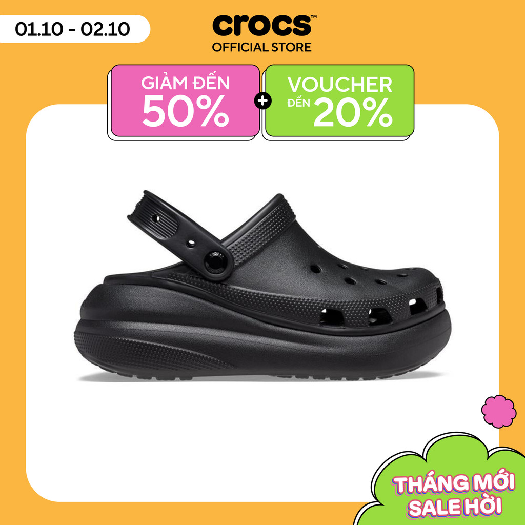 Giày Clog Unisex Crocs Crush Classic - Black - 207521-001