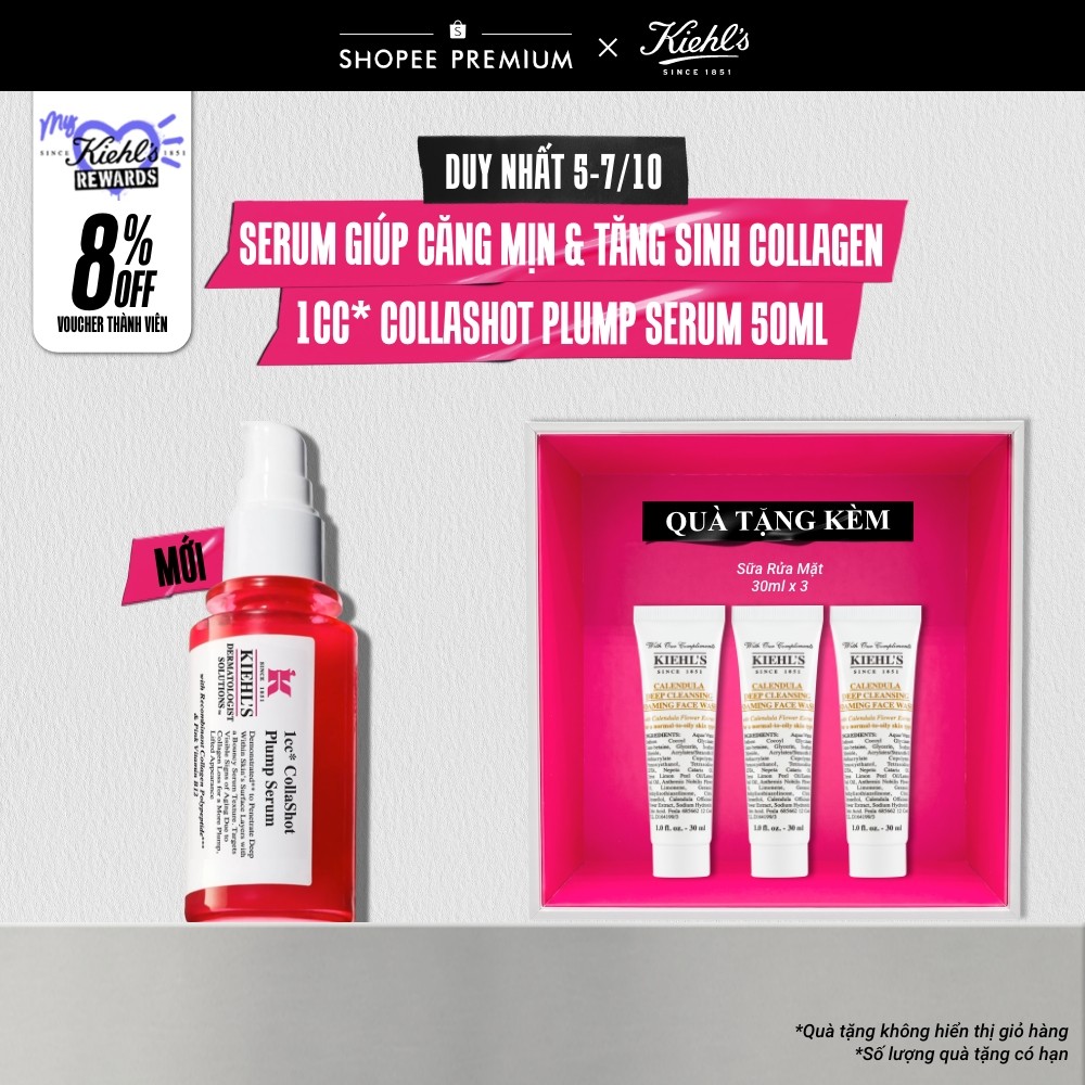 Serum giúp da căng mịn & tăng sinh collagen Kiehl’s 1cc CollaShot Plump Serum 50ml