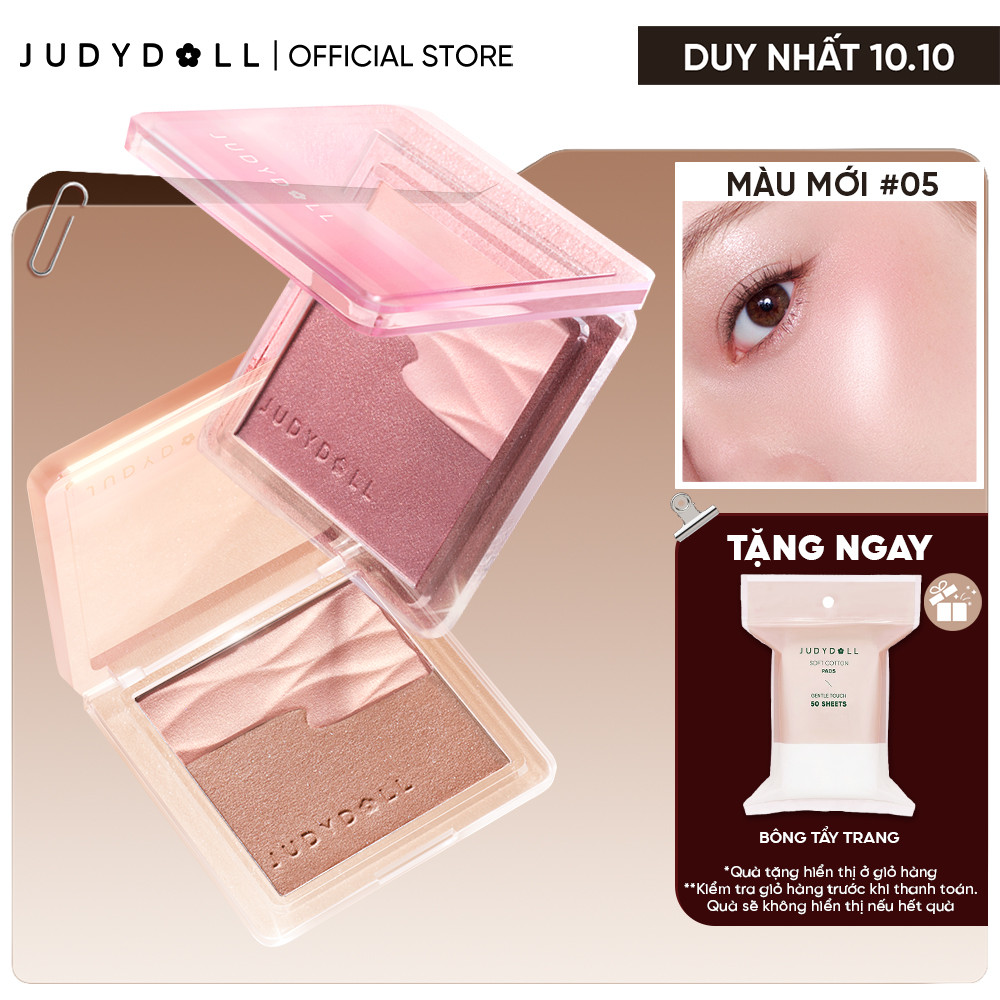[MỚI] Phấn Má Hồng Nhũ Nhẹ JUDYDOLL Satin Blush Căng bóng Mịn lì Không lộ lỗ chân lông Tệp da Bắt sáng Tự nhiên 5g