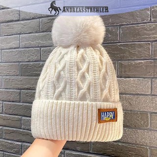 Onetimingfine Mùa Đông Mới Lông Cừu Lót Ấm Áp Mũ beanie Phong Cách Hàn Quốc Mũ Bò Thời Trang Đơn Giản Nhìn Mặt Nhỏ Dệt Kim Bé Gái VN
