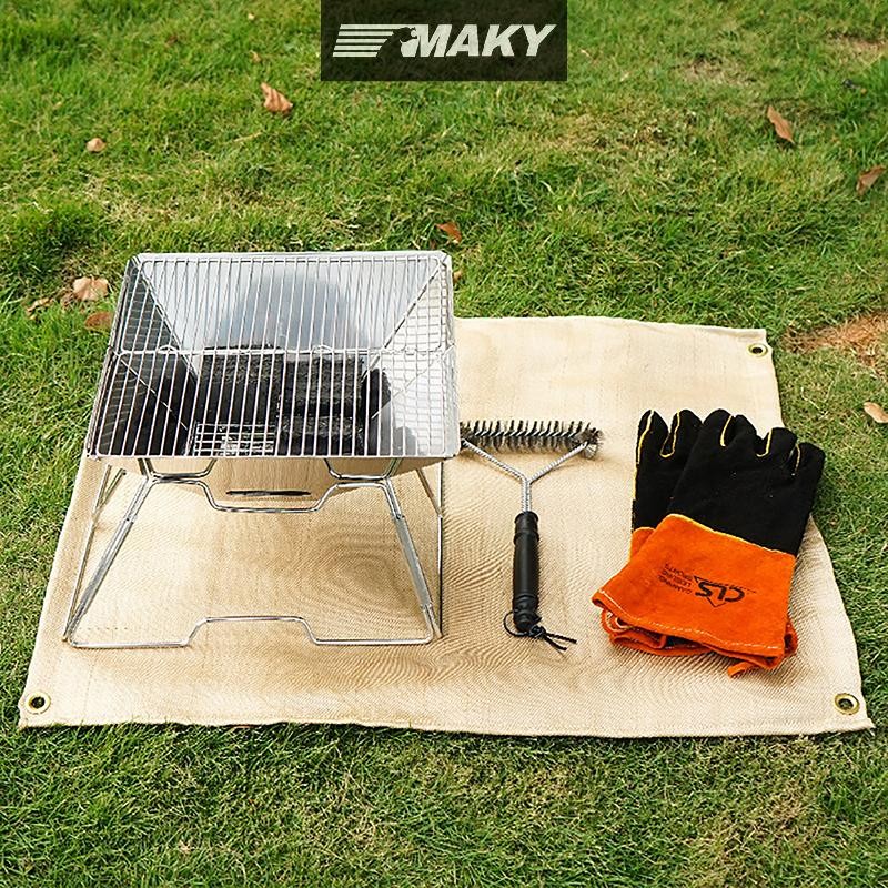 Newwellknownepic Cắm Trại Ngoài Trời Vải Chống Cháy BBQ Chăn Cháy Thảm Cách Nhiệt Chống Cháy Sợi Thủy Tinh VN