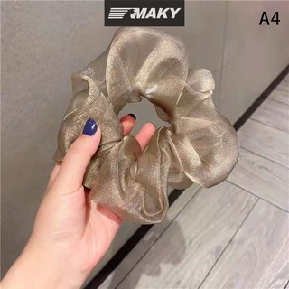 Newwellknownepic Lưới phản quang Quá khổ Scrunchies Dây buộc tóc cao su lớn Đàn hồi trơn VN