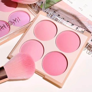 Phấn má hồng mờ 4 màu - Sắc thái xanh đào hồng để trang điểm mềm mại Hàn Quốc bão hòa