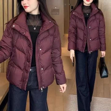 Áo khoác cotton cổ đứng cho nữ Áo khoác ngắn thời trang dày ấm áp mùa đông Áo khoác cotton phong cách mới Áo khoác cotton của mẹ WRWY