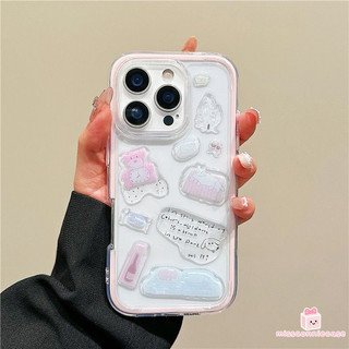 Ốp Lưng Cho Iphone Air 11 17 15 13 14 16 12 Pro Max XR X XS MAX 14 16 15 Plus Mèo Con Dễ Thương Hoạt Hình Gấu Chống Thấm Nước DIY Thạch Miếng Dán 2 Trong 1 Ốp Lưng