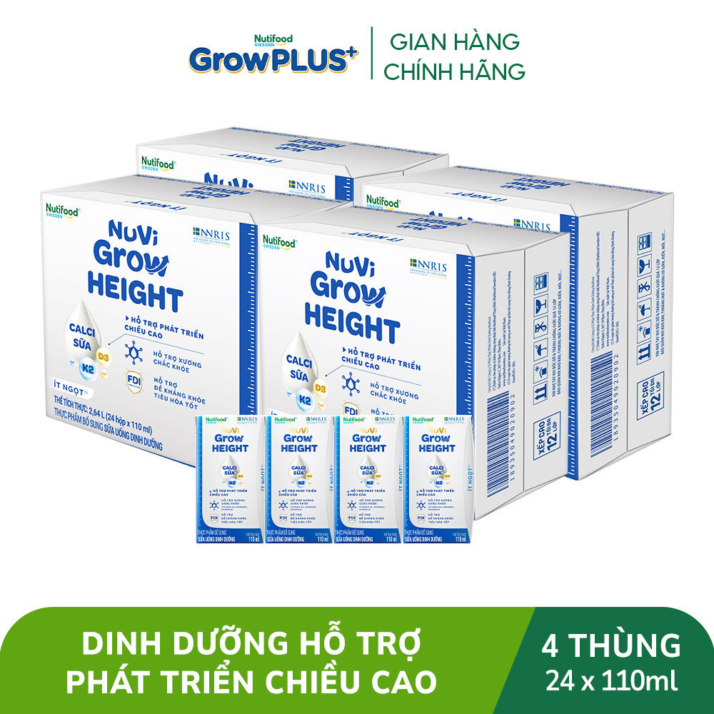 Combo 4 Thùng 24 hộp SBPS Nuvi Grow Height 1+ hỗ trợ phát triển chiều cao hộp 110ml
