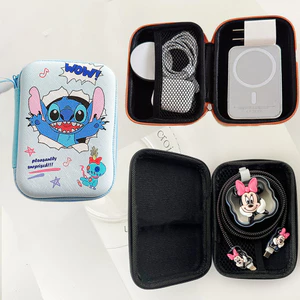 Túi đựng bộ sạc hai lớp dễ thương Stitch – Túi đựng tai nghe tổ chức dụng cụ nhỏ gọn