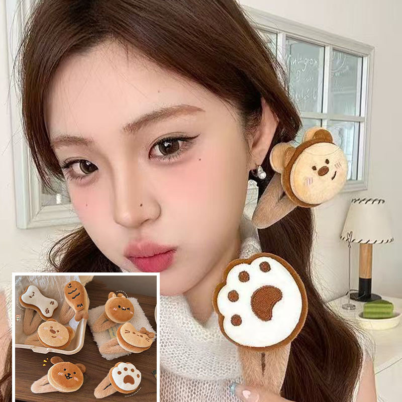 Kẹp tóc hình động vật màu cà phê, thời trang và đáng yêu dành cho bé gái