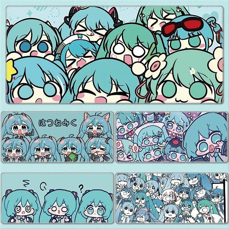 Miếng Lót Chuột Hatsune Miku Chibi - Thảm Để Bàn Lớn Phiên Bản Q Dễ Thương, Đế Chống Trơn Trượt Dày 3 Mm