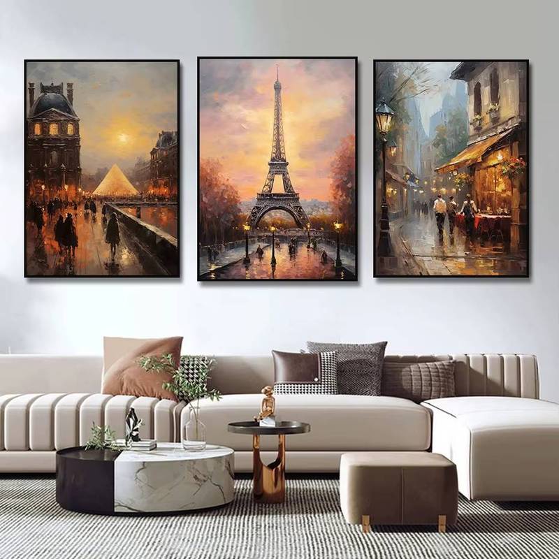 Paris Pháp Tháp Eiffel London Xe Buýt Áp Phích Không Khung Tranh Canvas Nghệ Thuật Treo Tường Cho Phòng Khách Hiện Đại Trang Trí Nhà
