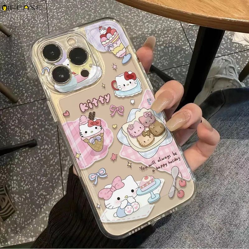Dành Cho Xiaomi 15 14 14T 13 13T 12 12S 12T 12X 11T Mi 11 11i 10 10T 10S Pro Lite Ultra Mix 4 5G Vỏ Điện Thoại Hello Kitty Bánh Quy Kem Hồng Hoạt Hình Dễ Thương Vỏ Trong Suốt