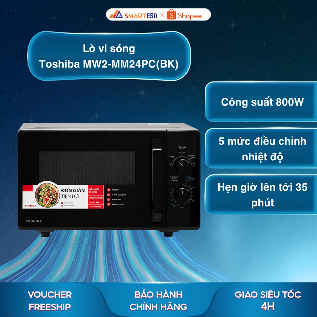 Lò vi sóng Toshiba MW2-MM24PC(BK) - Dung tích 24L - Bảo hành chính hãng 12 tháng [Hỏa tốc Hcm]