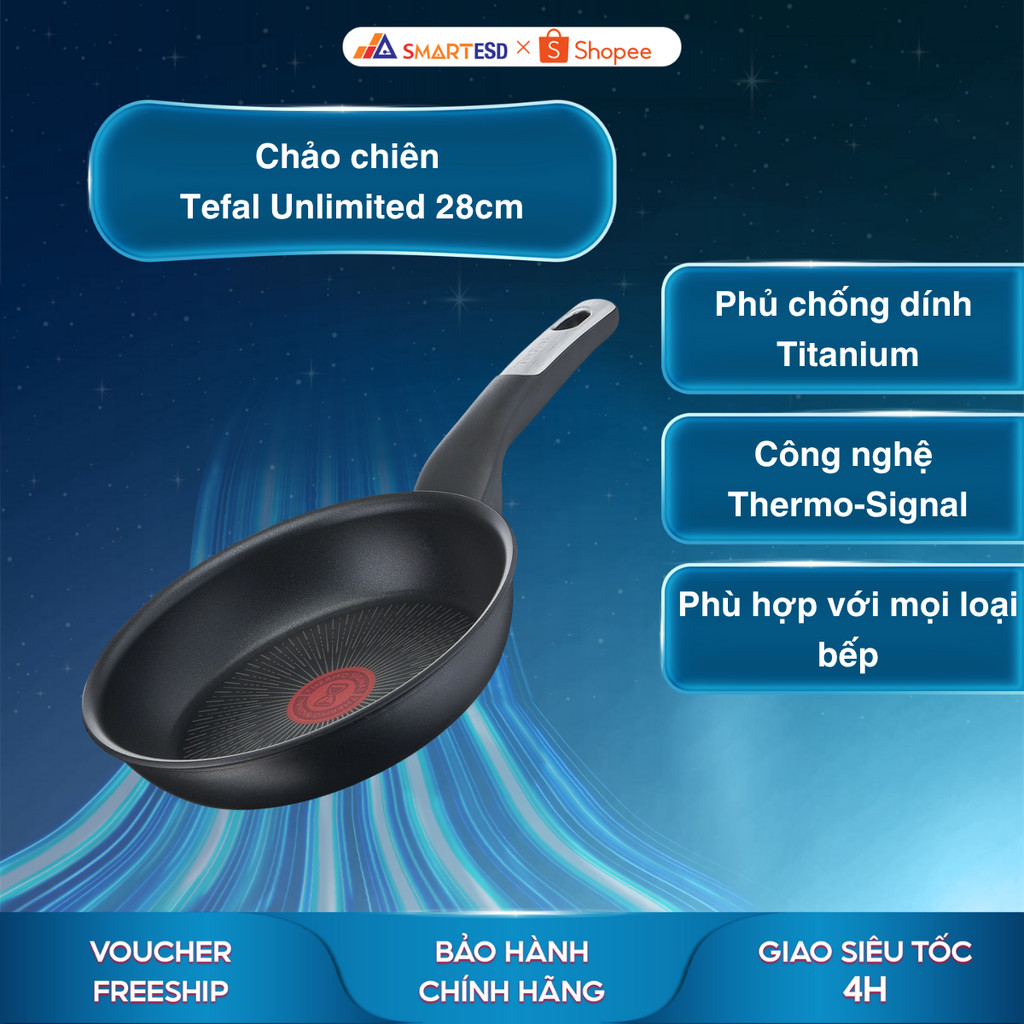Chảo chiên Tefal Unlimited 28cm (G2550602) - Sản xuất tại Pháp - Bảo hành 24 tháng chính hãng