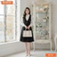 Đầm thiết kế BEMINE cổ sơ mi tay dài phối tơ dáng chữ A phù hợp đi làm-B154