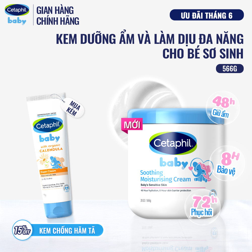 [Cetaphil X Hannah] Kem dưỡng ẩm và làm dịu cho bé Cetaphil Baby Soothing & Moisturising Cream hũ 566g