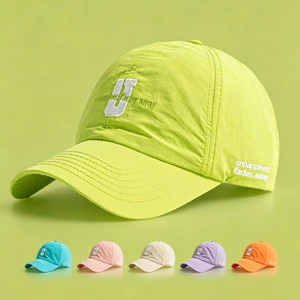 Mũ lưỡi trai vành cong nylon lưới thêu chữ chống nước thời trang Hàn phối màu Nón lưỡi trai outdoor nam nữ