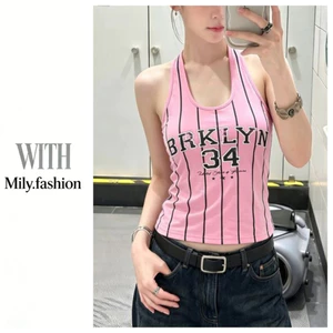 Milyfashion Wasteland Dopamine Chữ Số In Sling Dây Mùa Hè Phong Cách Mới Slim-fit Ngắn Top WPQW