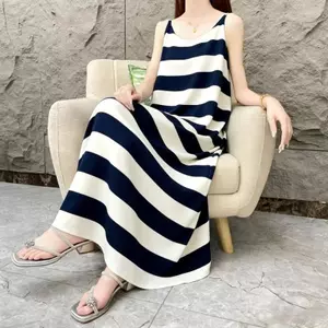 Mùa Xuân Mùa Hè 2026 Plus Kích Thước Đầm In Hình Hợp Thời Trang Không Tay Che Thịt Ôm Hơn Nhìn Đi Biển Kỳ Nghỉ Sang Trọng Váy Cổ Tích Dài
