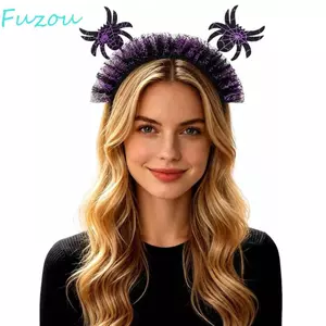 Băng đô mạng nhện FUJIZOU, Băng đô Halloween ngộ nghĩnh phong cách đen tối, Chủ đề nhện sáng tạo Băng đô lưới hoạt hình Trang phục người lớn