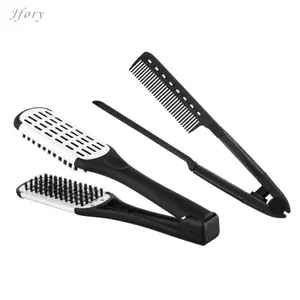 2 Miếng Lược Chải Tóc Hai Mặt Kẹp Lông Bàn Chải Sắt Phẳng Detangling Tạo Kiểu Máy Duỗi Dụng Cụ Pp Chất Liệu Thích Hợp Cho Nhà Salon Làm Tóc U