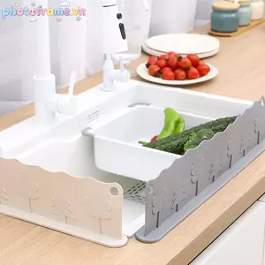 Khung ảnh Bồn Rửa Nhà Bếp Silicon Vách Ngăn Bắn Bảo Vệ Có Cốc Hút Bể Bơi Bảo Vệ Quần Áo Khỏi Bắn Rửa Bát Nước Vách Ngăn VN