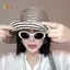 < Honeyba > Mũ lưỡi trai rộng thời trang có thể gập lại Mũ ngư dân sọc mùa hè chống gió Mũ chống tia cực tím Mũ đi biển Mũ thoáng khí Đẹp