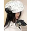 Chấm Bi Handmade Ba Chiều Da Ruy Băng Hoa Đám Mây Bong Bóng Đầu Lớn Có Thể Điều Chỉnh Beret Flat Thay Thế