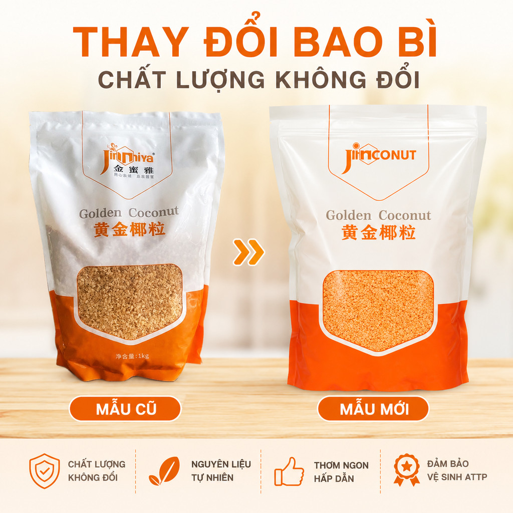 Vụn Dừa Nướng Jinniya Gói 1kg, Topping Thơm Ngon Béo Ngậy Giòn Rụm Cho Mọi Món Ăn