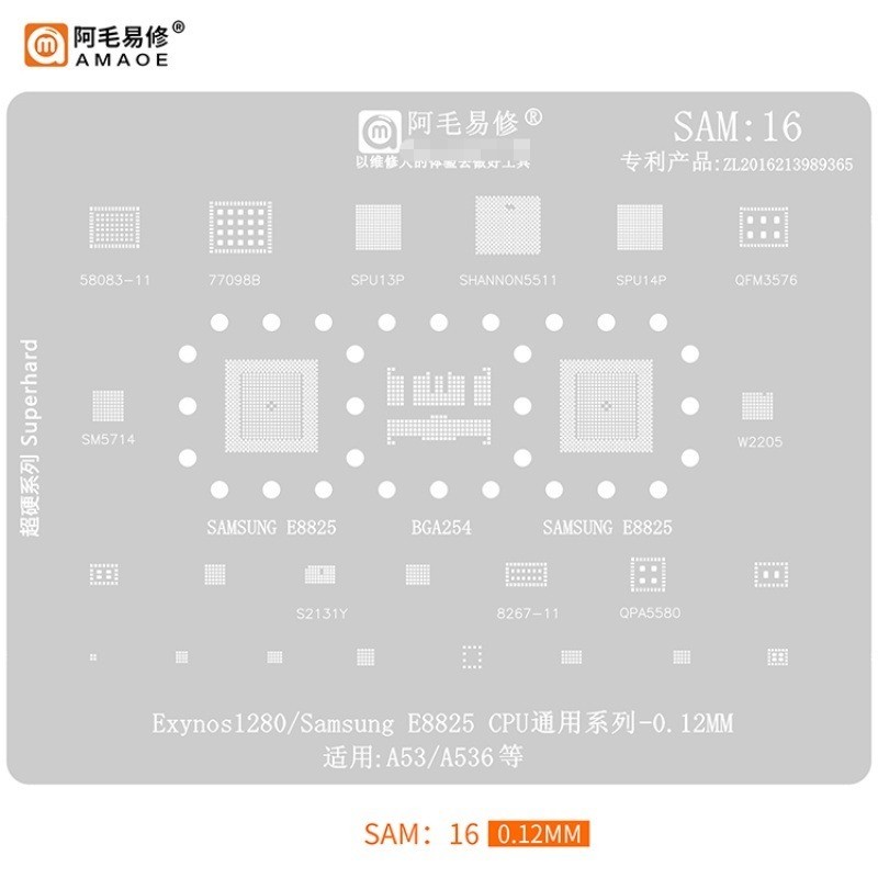 AMAOE Sam15-20 BGA Reballing Stencil cho Samsung S21 S22 S23 S24 Plus Ultra Z Flip 3 W22 A33 A53 A13 A21S F13 M33 A14 A54 A156