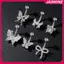JASMINE Thời Trang Bướm Nơ Bụng Nút Nhẫn Thép Không Gỉ Zircon Rốn Xuyên Nhẫn Nữ Bé Gái Gợi Cảm Cơ Thể Trang Sức Quà Tặng JASMINE