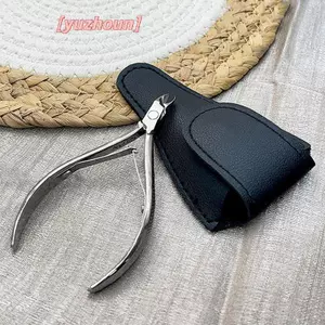 1PC Khóa Phong Cách Chữ V Da PU Kéo Túi Bảo Vệ Móng Tay Viền Bao Da Dụng Cụ Làm Móng Tay