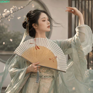 Quạt Cầm Tay QEARY Retro, Khung Tre Có Tua Rua Gấp Tay Quạt, Quạt Trang Trí Nhẹ Handmade Nữ Vũ Trang Trí Nhà