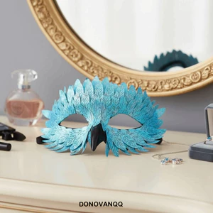 DONOVANQQ Chim Mỏ Mặt nạ Đại Bàng, Dây đàn hồi Gradient Crow Feather Mask, Nhựa mềm mại ngộ nghĩnh Mặt nạ Cosplay nửa mặt Trang phục chống đỡ