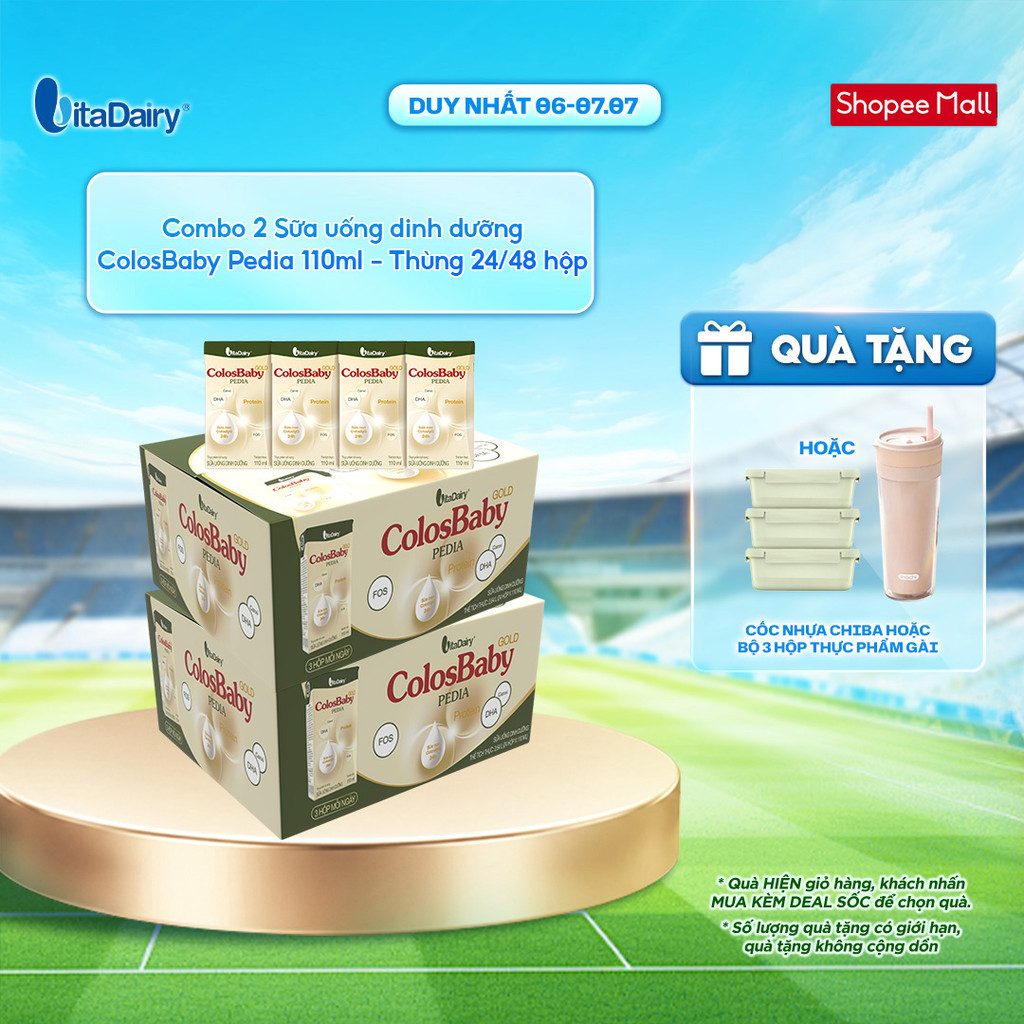 [COMBO 2 THÙNG 24/48 HỘP] Sữa uống dinh dưỡng ColosBaby Pedia 110ml - VitaDay